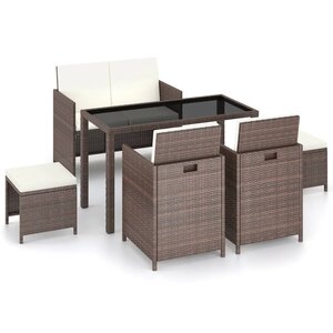 vidaXL Ensemble à manger d'extérieur avec coussins 6Pièces Résine tressée