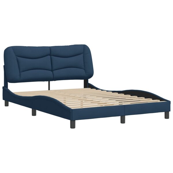 vidaXL Cadre de lit sans matelas bleu 140x190 cm tissu