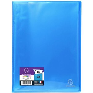 EXACOMPTA - Protege documents soudé - 21 x 29,7 - 80 vues - Pochettes crital lisses - Turquoise