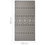 vidaXL Tapis à tissage plat d'extérieur 100x200 cm Rayures noires
