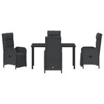 vidaXL Ensemble de salle à manger de jardin 5 pièces avec coussins en rotin synthétique noir