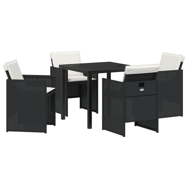 vidaXL Ensemble de salle à manger de jardin 5 pièces avec coussins Rattan PE Noir