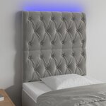 vidaXL Tête de lit à LED Gris clair 80x7x118/128 cm Velours