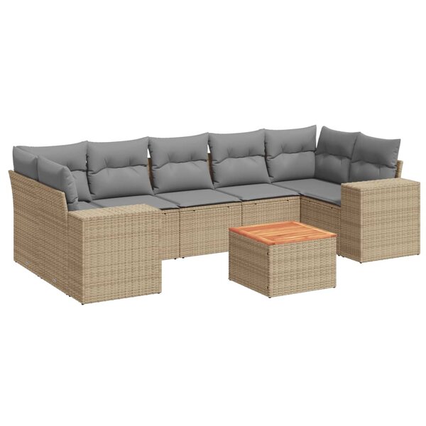 vidaXL Salon de jardin avec coussins 8 Pièces beige résine tressée