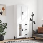 vidaXL Buffet haut Blanc 69 5x34x180 cm Bois d'ingénierie