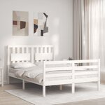 vidaXL Cadre de lit avec tête de lit blanc 140x190 cm bois massif