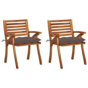 vidaXL Chaises à dîner de jardin avec coussins 2 Pièces Acacia massif