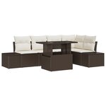 vidaXL Ensemble de canapé de jardin de 6 pièces avec coussins en poly rotin marron