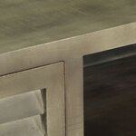 vidaXL Meuble TV Bois solide de manguier Gris avec laiton 110x30x48 cm
