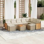 vidaXL Salon de jardin avec coussins 10 Pièces beige résine tressée
