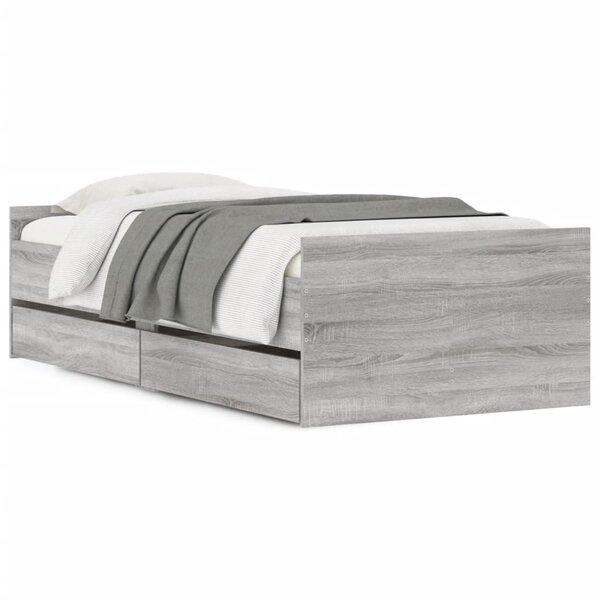 vidaXL Cadre de lit sans matelas sonoma gris 75x190 cm