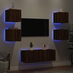 vidaXL Unités murales TV avec LED 6 Pièces chêne marron bois d'ingénierie
