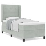 Lit Box Spring vidaXL avec Matelas Gris clair 90x200 cm Velours