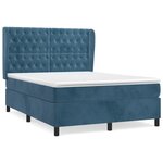 vidaXL Sommier à lattes de lit et matelas Bleu foncé 140x190cm Velours