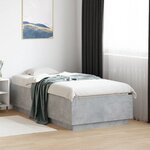 vidaXL Cadre de lit avec lumières LED gris béton 75x190 cm