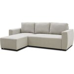 Canapé d'angle convertible réversible 3-4 places - PHARELL - Tissu beige - Coffre de rangement - 224 x 155 x 85 cm