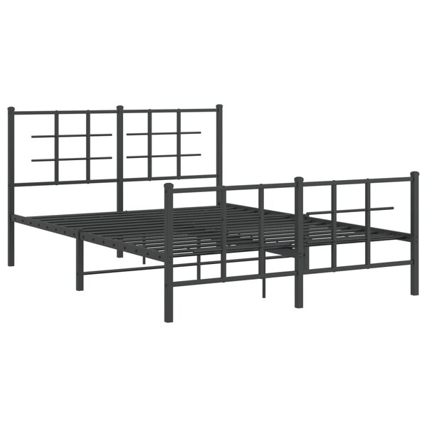 vidaXL Cadre de lit métal avec tête de lit/pied de lit noir 140x190 cm