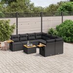 vidaXL Salon de jardin 9 Pièces avec coussins noir résine tressée
