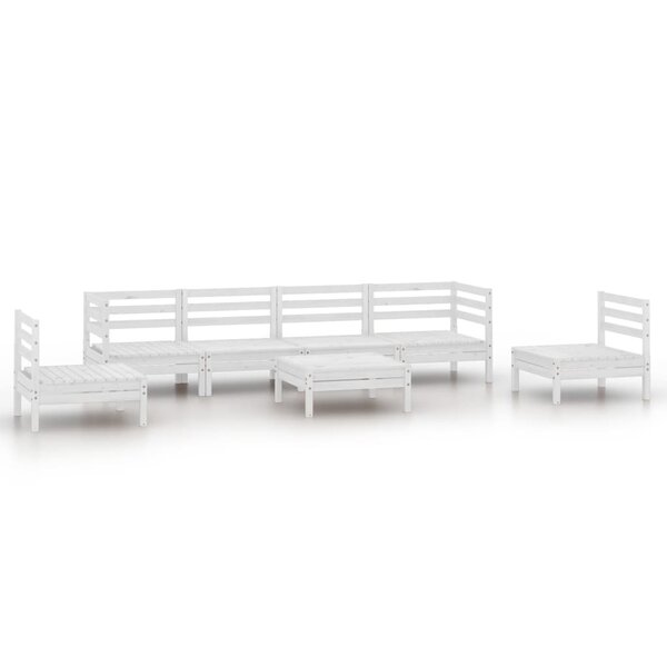 vidaXL Salon de jardin 7 Pièces Blanc Bois de pin massif