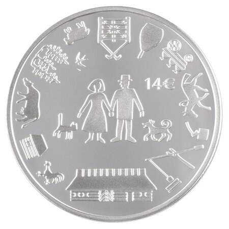 Pièce de monnaie 14 euro Estonie 2023 argent BE – Couple de fermiers estoniens