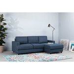Canapé d'angle droit 4 places - Tissu bleu - 215 x 140 86 cm