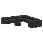 vidaXL Salon de jardin 11 Pièces avec coussins noir résine tressée