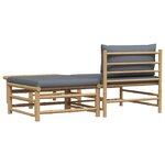 vidaXL Salon de jardin 3 Pièces avec coussins gris foncé Bambou