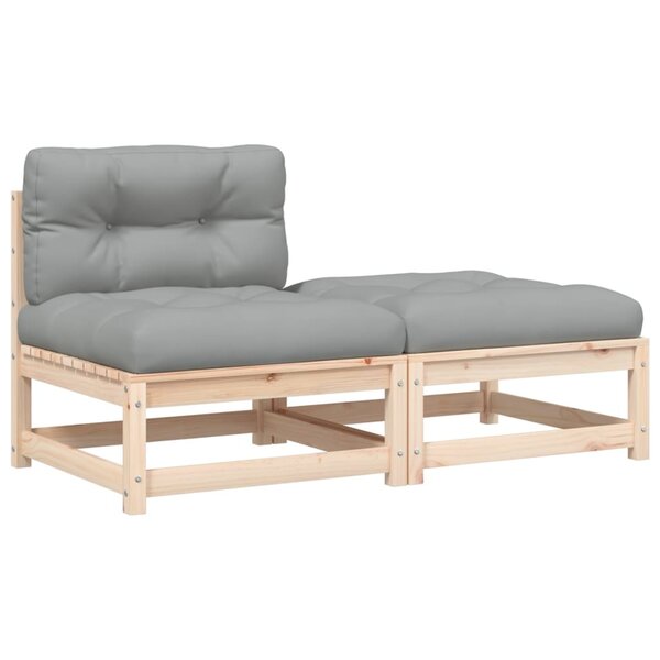 vidaXL Canapé de jardin sans accoudoirs avec coussins et repose-pieds