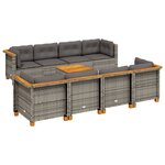 vidaXL Salon de jardin 9 Pièces avec coussins gris résine tressée