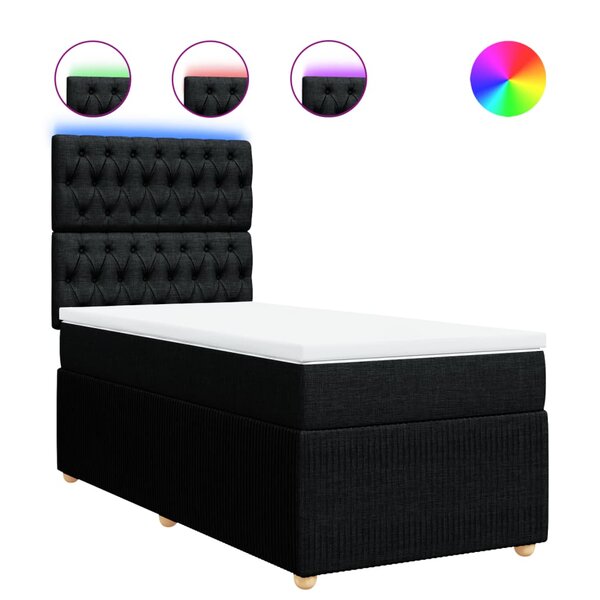 vidaXL Sommier à lattes de lit et matelas Noir 80x200 cm Tissu
