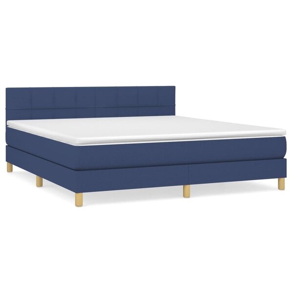 vidaXL Sommier à lattes de lit avec matelas Bleu 160x200 cm Tissu