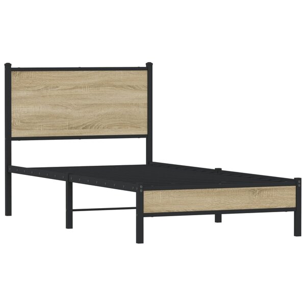 vidaXL Cadre de lit en métal sans matelas chêne sonoma 90x200 cm