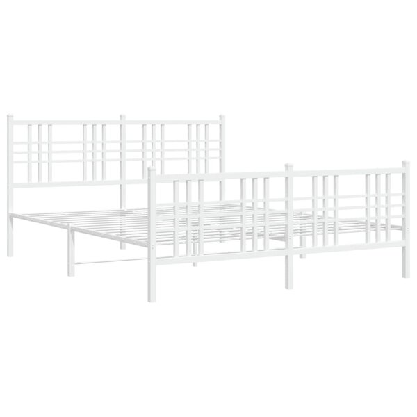 vidaXL Cadre de lit métal avec tête de lit/pied de lit blanc 150x200cm