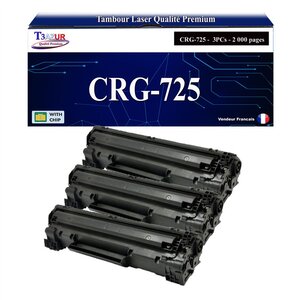 T3AZUR - 3x oners compatibles avec Canon 728/ 725/ 726 pour Canon MF-4780W MF-4870DN MF-4890DW Noir - 2 000p