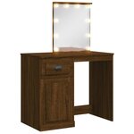 vidaXL Coiffeuse avec lumières LED chêne marron 90x42x132 5 cm