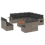 vidaXL Salon de jardin avec coussins 12 Pièces gris résine tressée