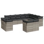 vidaXL Salon de jardin avec coussins 12 Pièces gris clair résine tressée