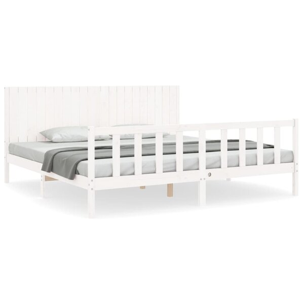 vidaXL Cadre de lit avec tête de lit blanc 200x200 cm bois massif
