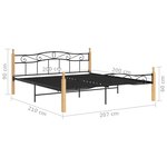 vidaXL Cadre de lit sans matelas noir métal bois chêne 200x200 cm