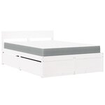 vidaXL Lit avec tiroirs et matelas blanc 140x190 cm bois massif de pin