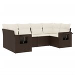 vidaXL Salon de jardin avec coussins 6 Pièces marron résine tressée