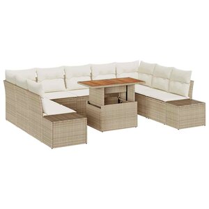 vidaXL Ensemble de salle à manger pour jardin 10 Pièces Beige et crème