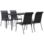vidaXL Ensemble à manger de jardin 5 Pièces noir textilène et acier