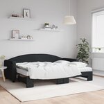 vidaXL Lit de jour avec lit gigogne et matelas noir 80x200 cm tissu