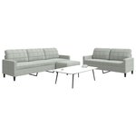 vidaXL Ensemble de canapés 3 Pièces avec coussins Gris clair Velours