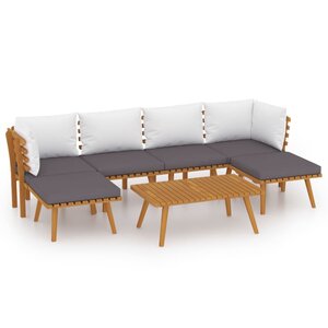 vidaXL Salon de jardin 7 Pièces avec coussins Bois d'acacia solide