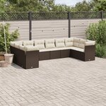 vidaXL Salon de jardin 10 Pièces avec coussins marron résine tressée