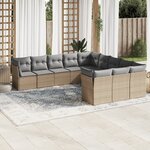 vidaXL Salon de jardin 11 Pièces avec coussins beige résine tressée