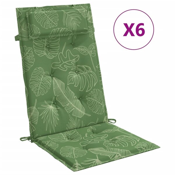 vidaXL Coussins de chaise à dossier haut lot de 6 modèle de feuille