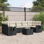 vidaXL Salon de jardin 8 Pièces avec coussins noir résine tressée